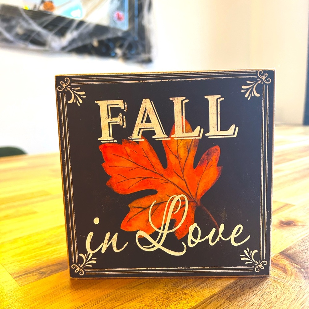 Rustic "FALL IN LOVE" Wooden Sign